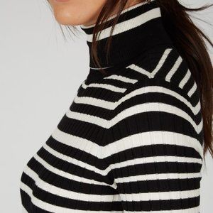 Jones New York Rib Stripe Turtleneck Sweater Sz L